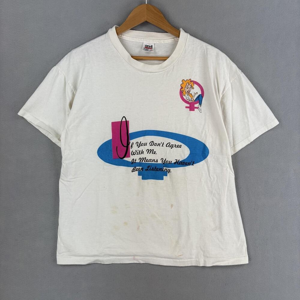 Vintage Feminist Shirt Mens XL White If You Don't Agree Funny Tee Anvil 90s